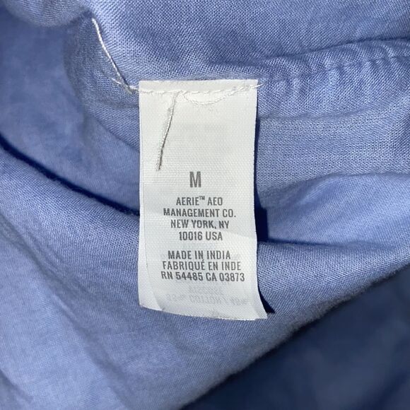 Aerie Sz Med Blue Chambray Knotted Cut Out Spaghetti Strap Lined Maxi Sun Dress - Picture 7 of 7